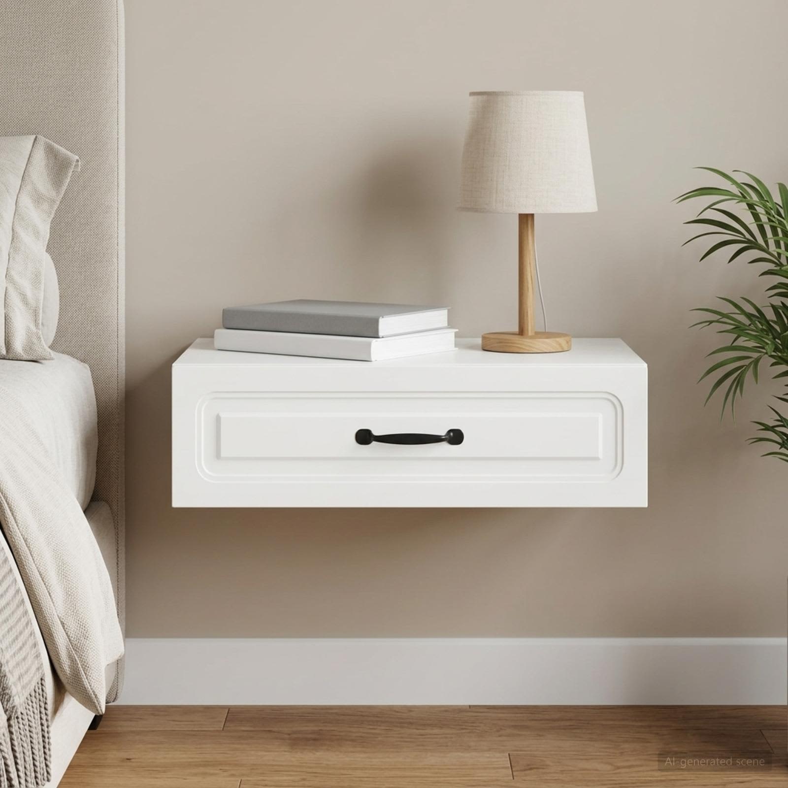 vidaXL Wall-Mounted Side Table White 59 x 34.5 x 17 cm Engineered Wood 1