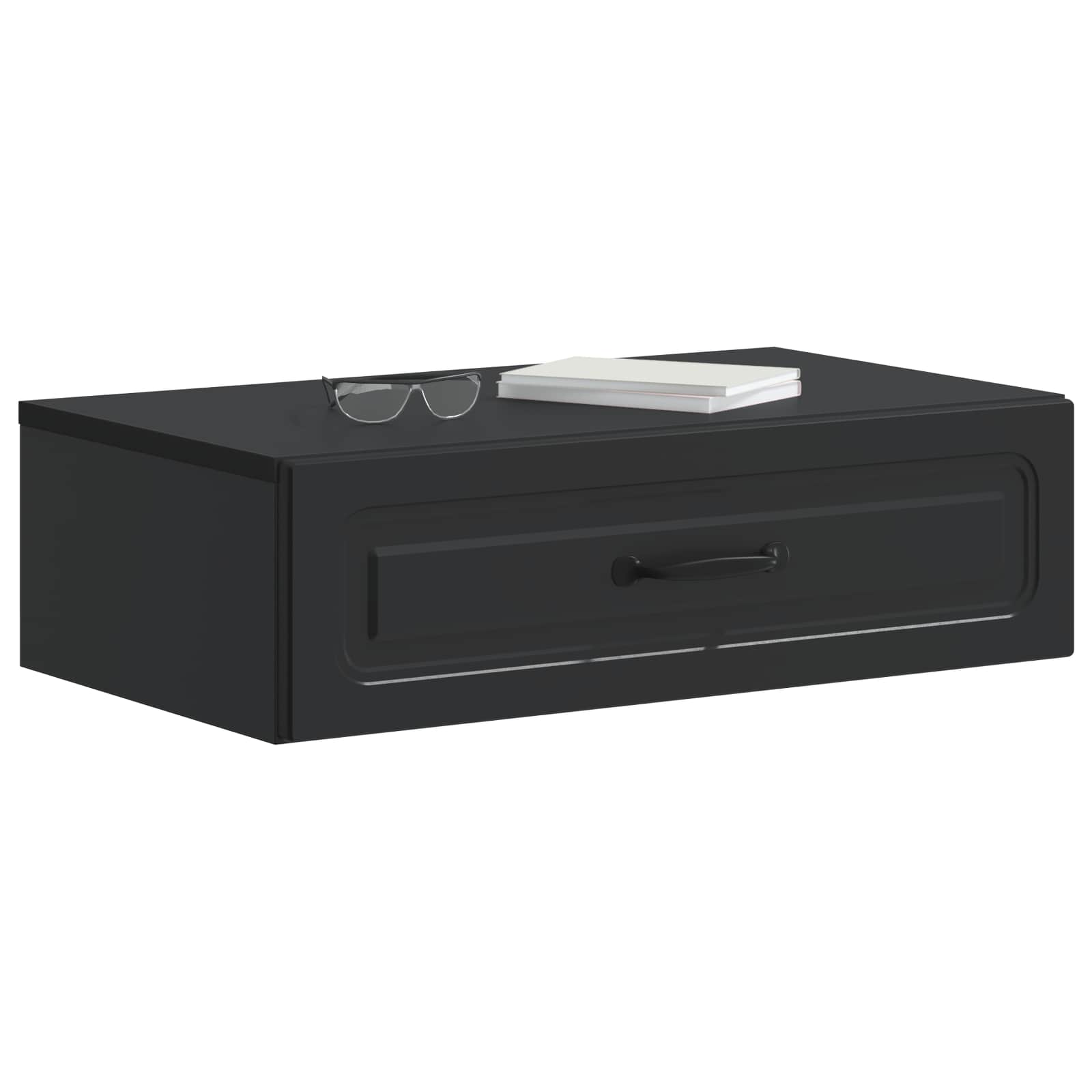 vidaXL Wall-Mounted Side Table Black 59 x 34.5 x 17 cm Engineered Wood 3