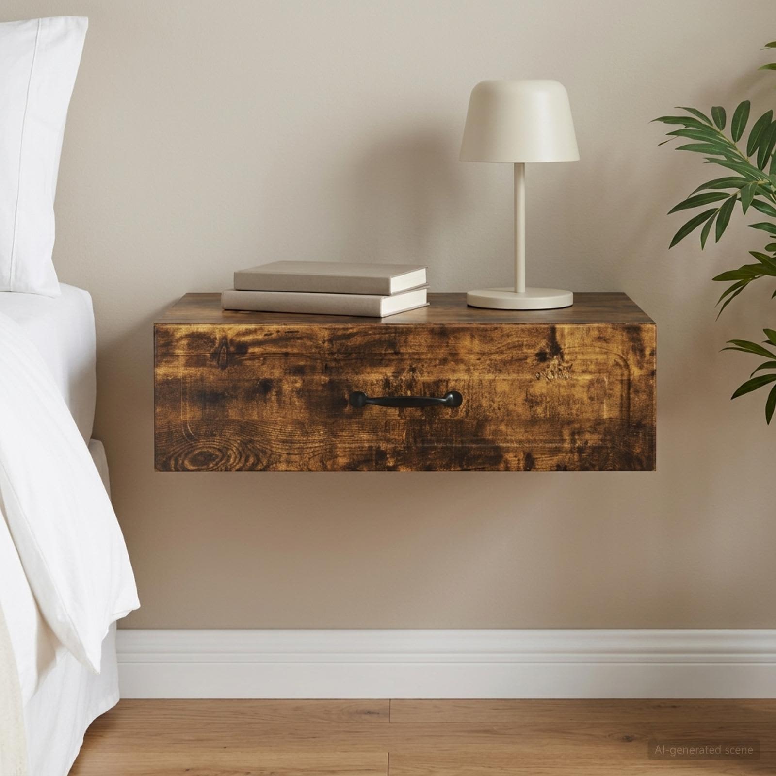 vidaXL Wall-Mounted Side Table Smoked Oak 59 x 34.5 x 17 cm 1