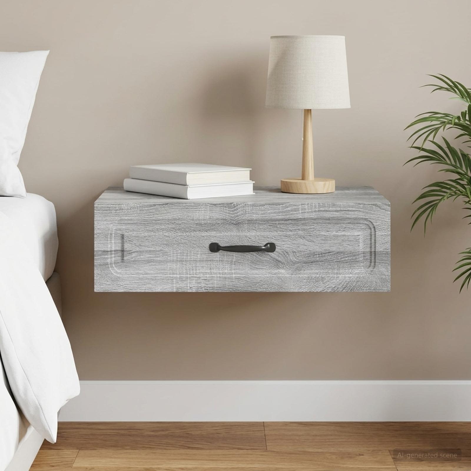 vidaXL Wall-Mounted Side Table Grey Sonoma 59 x 34.5 x 17 cm 1