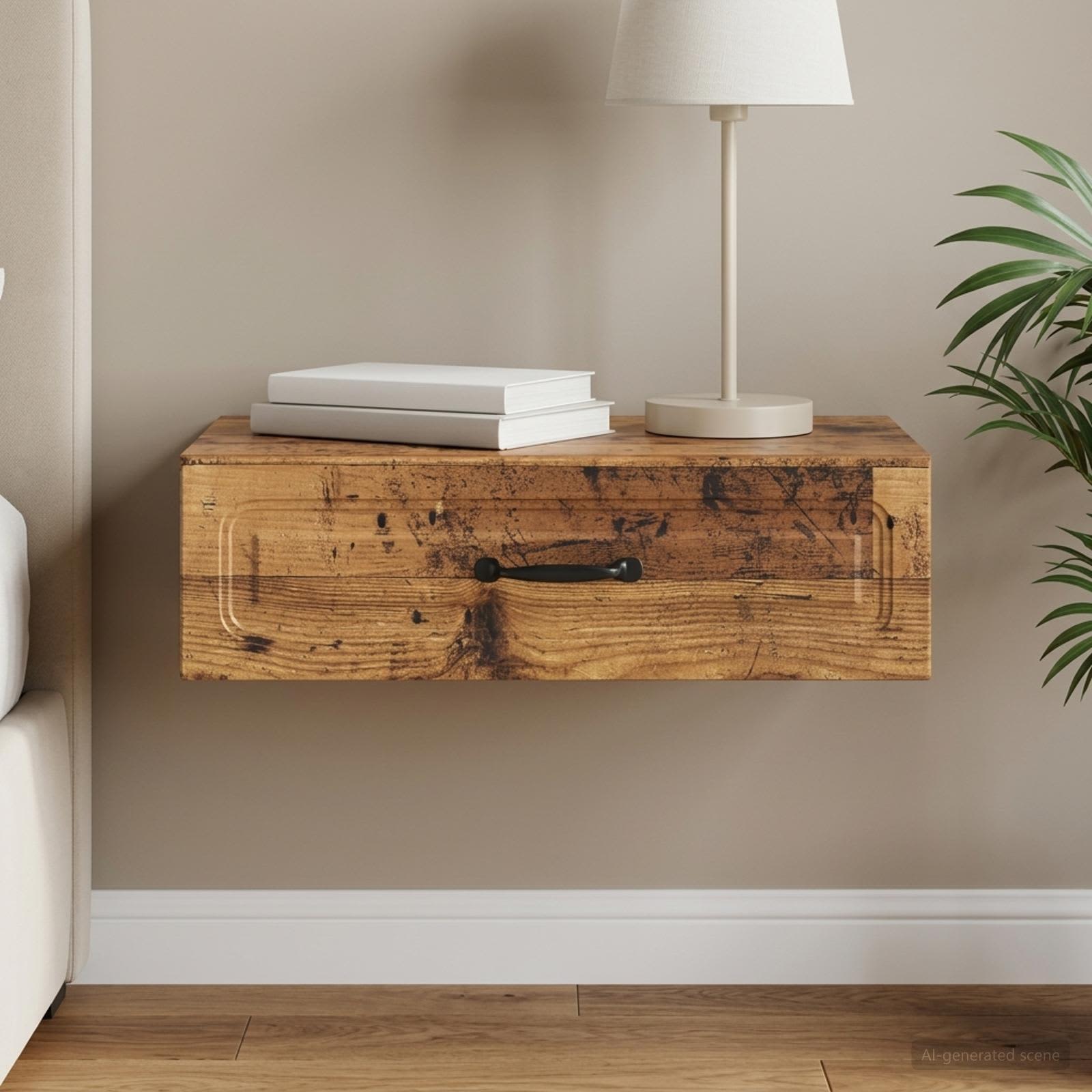 vidaXL Wall-Mounted Side Table Wall-mounted Old Wood 59 x 34.5 x 17 cm 1