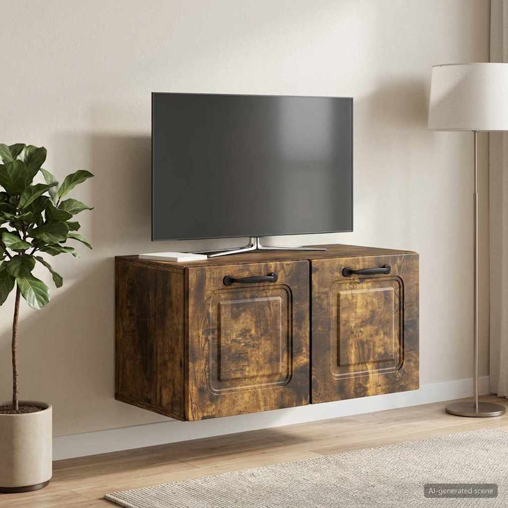 vidaXL Wall-Mounted TV Cabinet Smoked Oak 59.5 x 31 x 30 cm 4