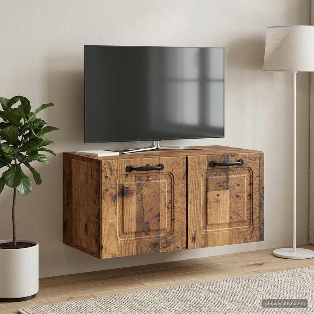 vidaXL Wall-Mounted TV Cabinet Wall-mounted Old Wood 59.5 x 31 x 30 cm 4