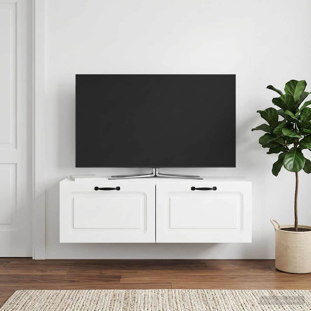 vidaXL Wall-Mounted TV Cabinet High Gloss White 98 x 31 x 30 cm 4