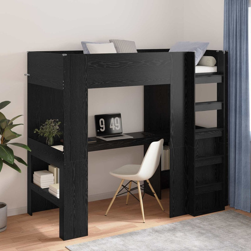 Loft Bed Frame Desk Black oak