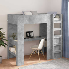 Loft Bed Frame Desk Concrete grey