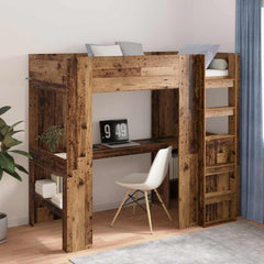 Loft Bed Frame Desk Wood Old