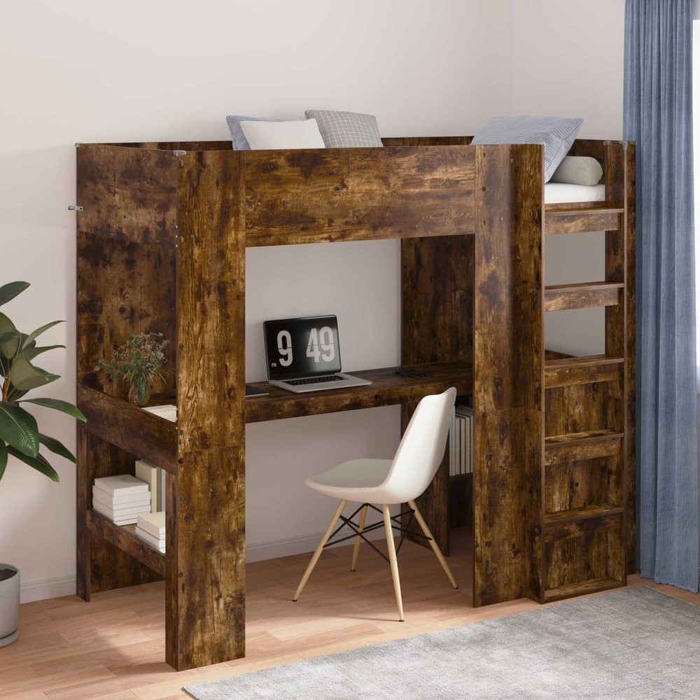 Loft Bed Frame Desk Smoked oak