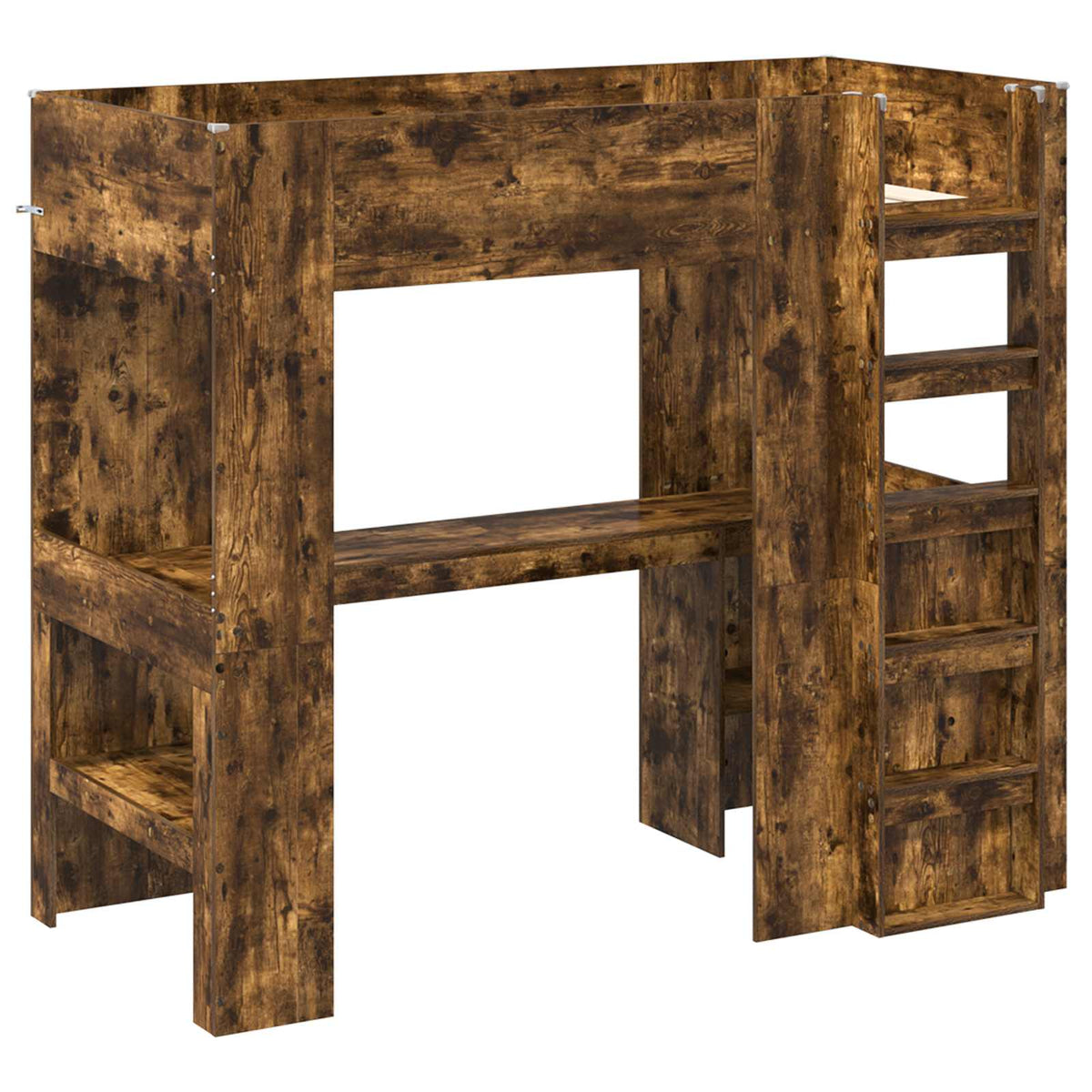 Loft Bed Frame Desk Engineered Wood Smoked oak