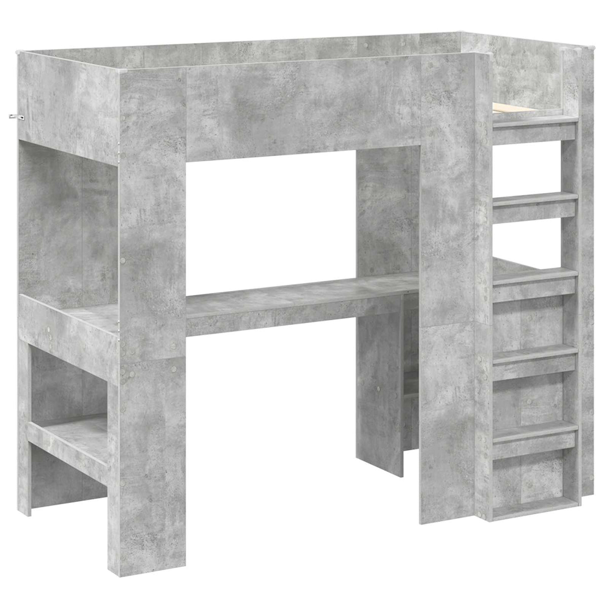 Loft Bed Frame with Desk with Shelf 100 x 200 cm Concrete grey
