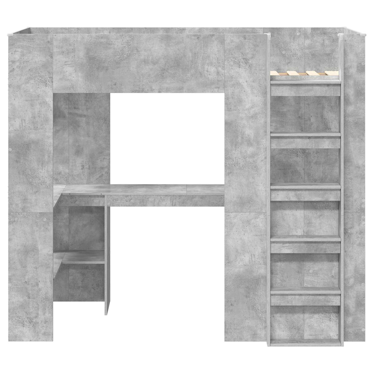 Loft Bed Frame with Desk with Shelf 100 x 200 cm Concrete grey