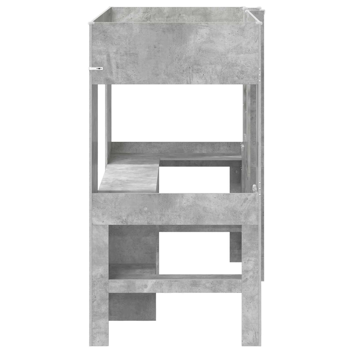 Loft Bed Frame with Desk with Shelf 100 x 200 cm Concrete grey