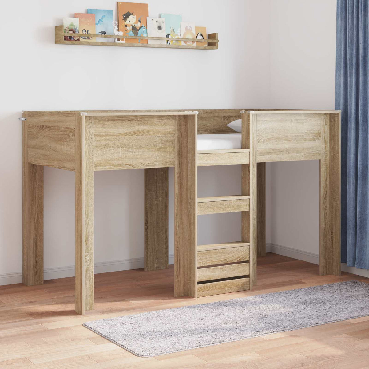 Bunk Bed for Kids Engineered wood Length 190 cm Sonoma oak 75 cm