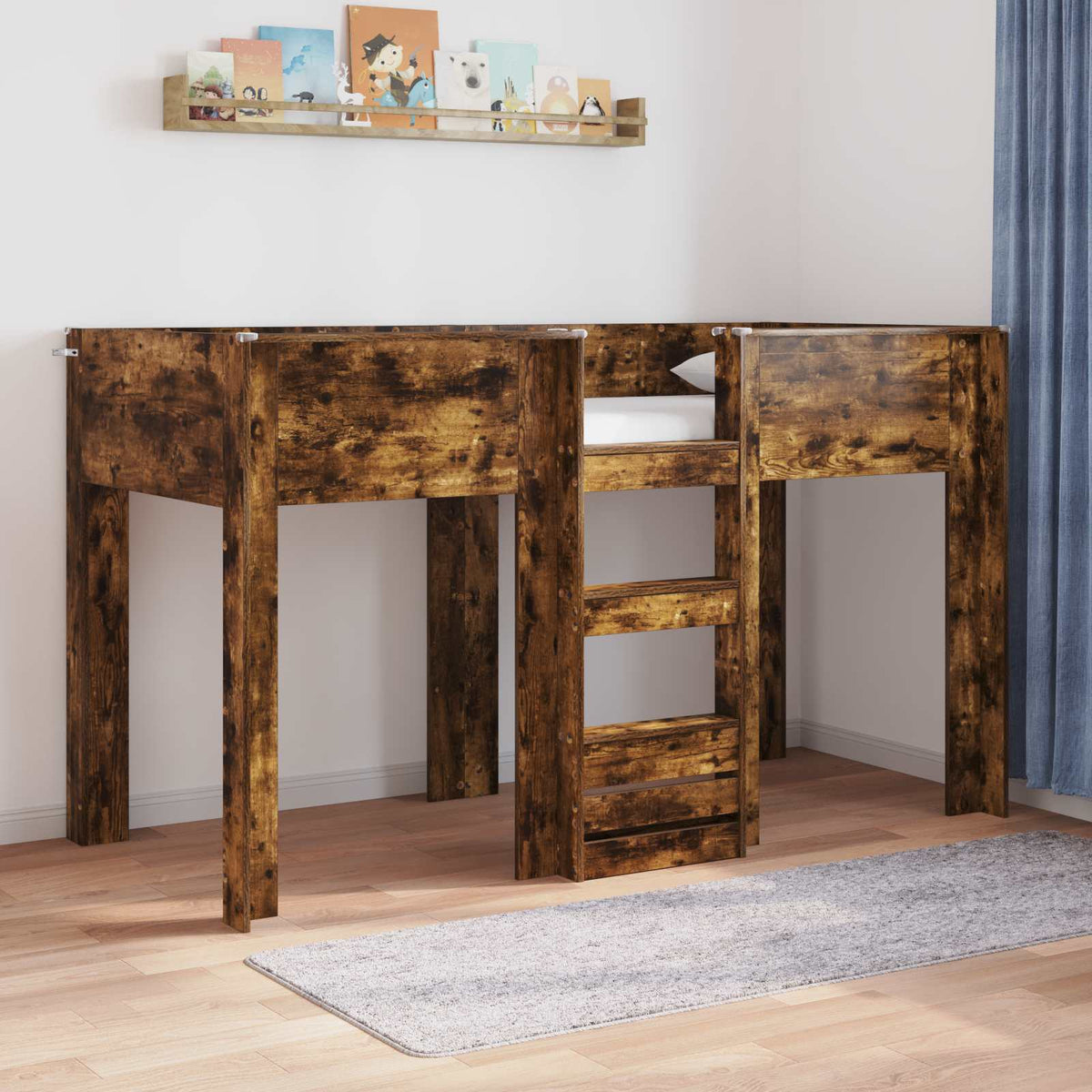 Bunk Bed for Kids Engineered wood Length 190 cm Smoked oak 75 cm