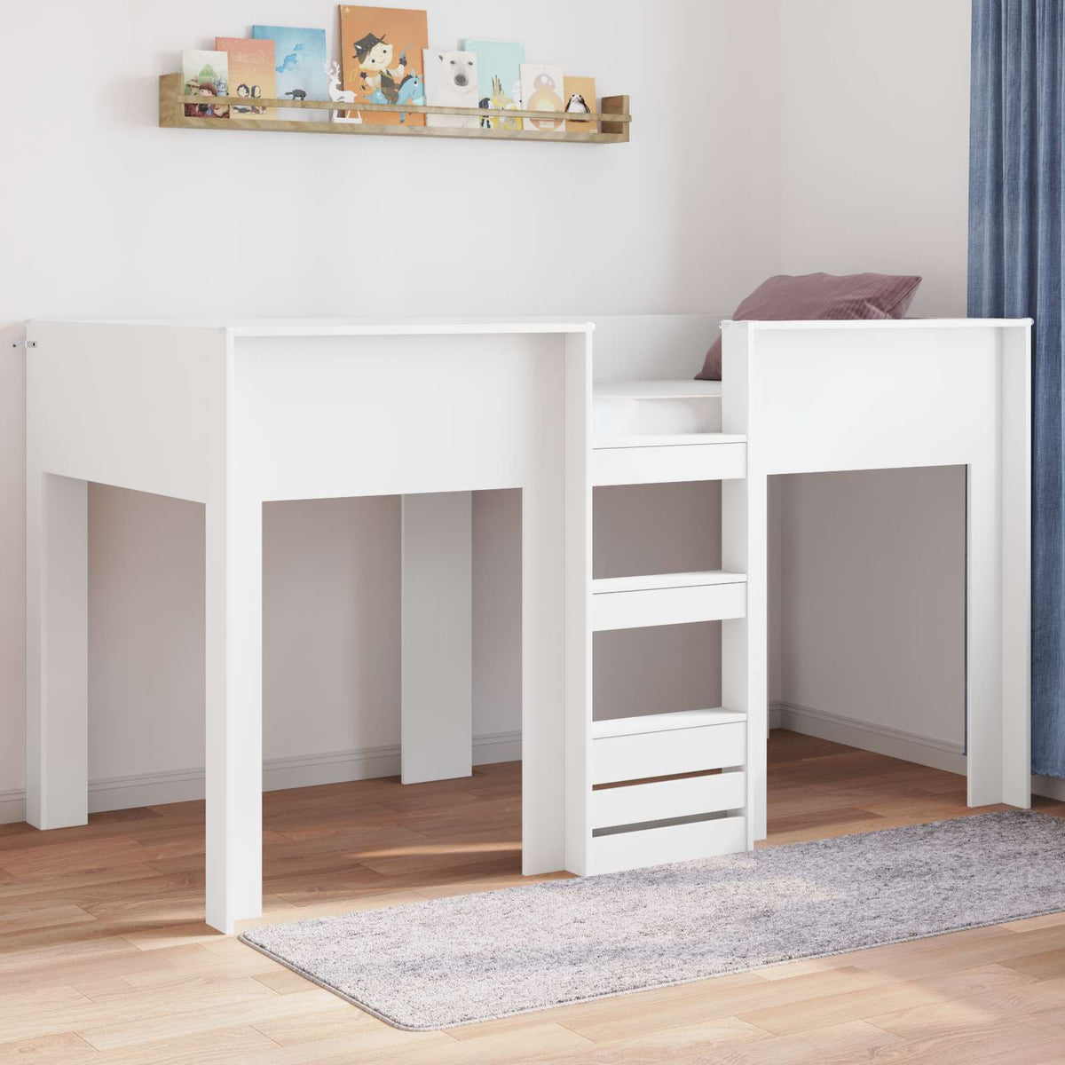 Bunk Bed for Kids Engineered wood Length 190 cm White 90 cm
