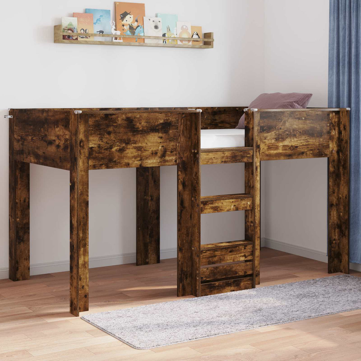 Bunk Bed for Kids Engineered wood Length 190 cm Smoked oak 90 cm