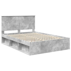 Bed Frame with Headboard 160 x 200 cm Solid Pine Wood Concrete grey