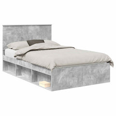 Bed Frame 135 x 190 cm Engineered Wood Concrete grey