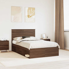 Bed Frame with Headboard 120 x 190 cm Solid Pine Wood Brown oak
