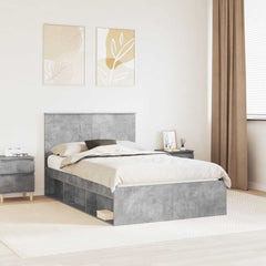 Bed Frame with Headboard 120 x 200 cm Solid Pine Wood Concrete grey