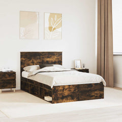 Bed Frame with Headboard 120 x 200 cm Solid Pine Wood Smoked oak
