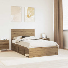 Bed Frame with Headboard 120 x 200 cm Solid Pine Wood Artisan oak