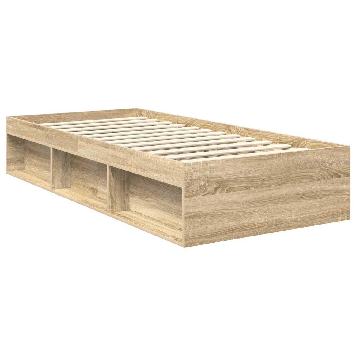 Bed Frame with Headboard 90 x 190 cm Solid Pine Wood Sonoma oak