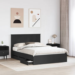 Bed Frame Drawer Engineer Wood Black