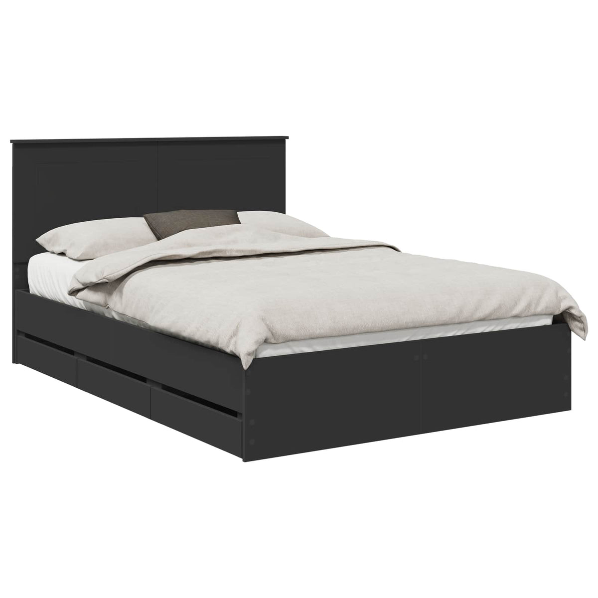 Bed Frame Drawer Engineer Wood Black