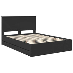 Bed Frame Drawer Engineer Wood Black