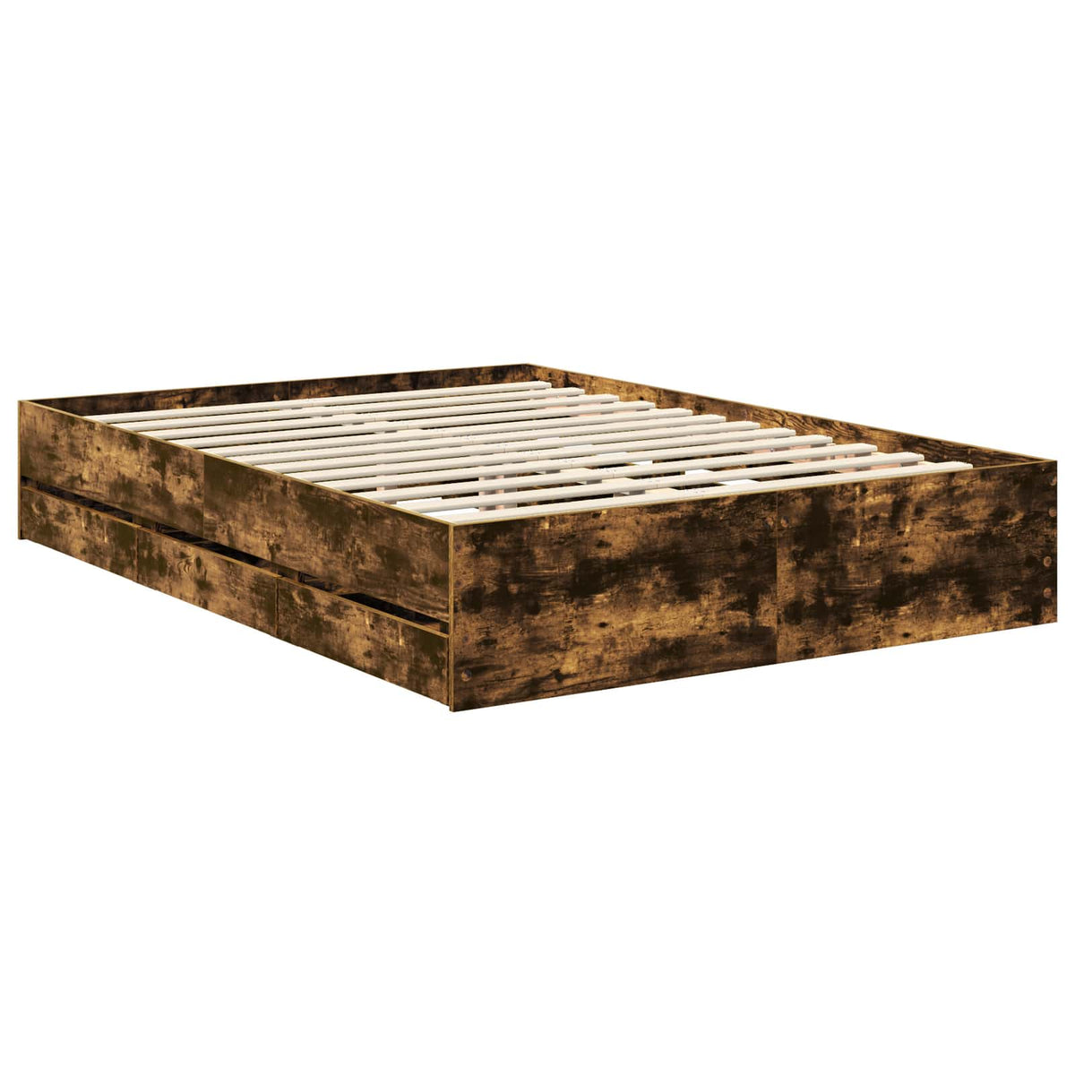 Bed Frame with Drawer 135 x 190 cm Engineer Wood Smoked oak