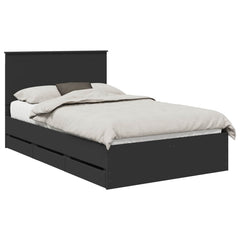 Bed Frame with Drawer 120 x 190 cm Engineer Wood Black