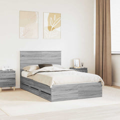 Bed Frame with Drawer 120 x 190 cm Engineer Wood Grey sonoma
