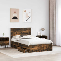 Bed Frame Drawer Engineer Wood Smoked Oak