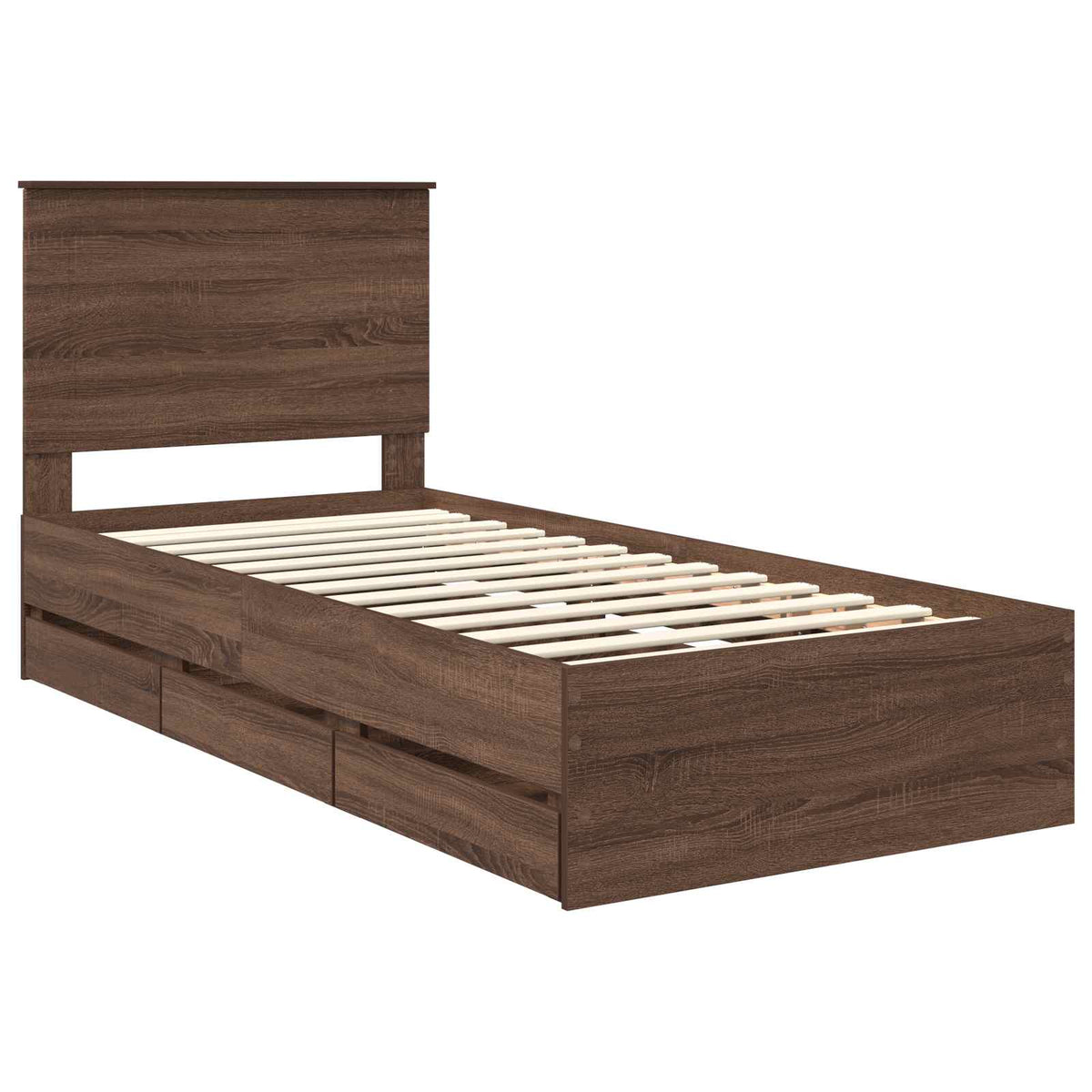 Bed Frame with Drawer Engineer Wood Length 200 cm Brown Oak 100 cm