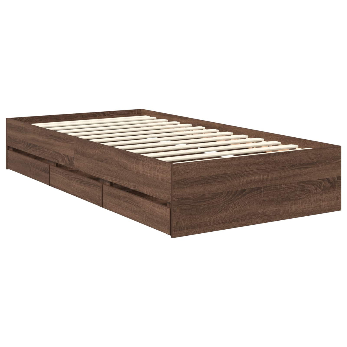 Bed Frame Drawer Engineer Wood Length Brown Oak