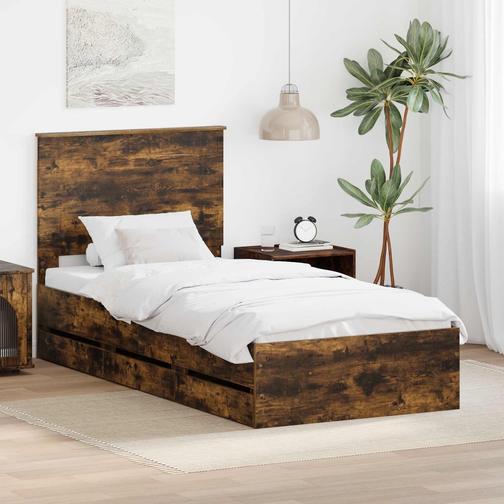 Bed Frame Drawer Engineer Wood Smoked oak