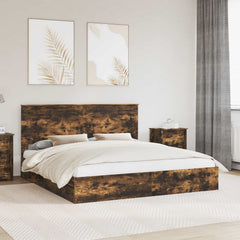 Storage Bed Engineered Wood Length 200 cm Smoked Oak 180 cm