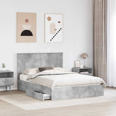 Storage Bed Engineered Wood Length 200 cm Concrete Grey 150 cm