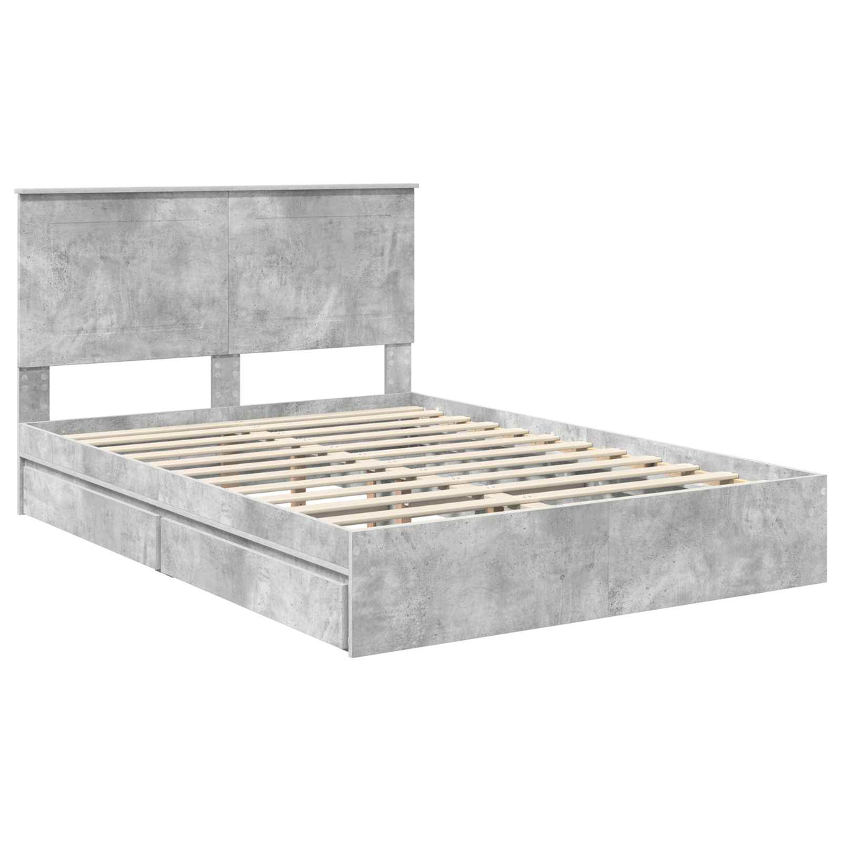 Storage Bed Engineered Wood Length 200 cm Concrete Grey 150 cm