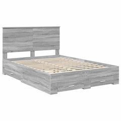 Bed Frame 140 x 190 cm Engineered Wood Grey sonoma