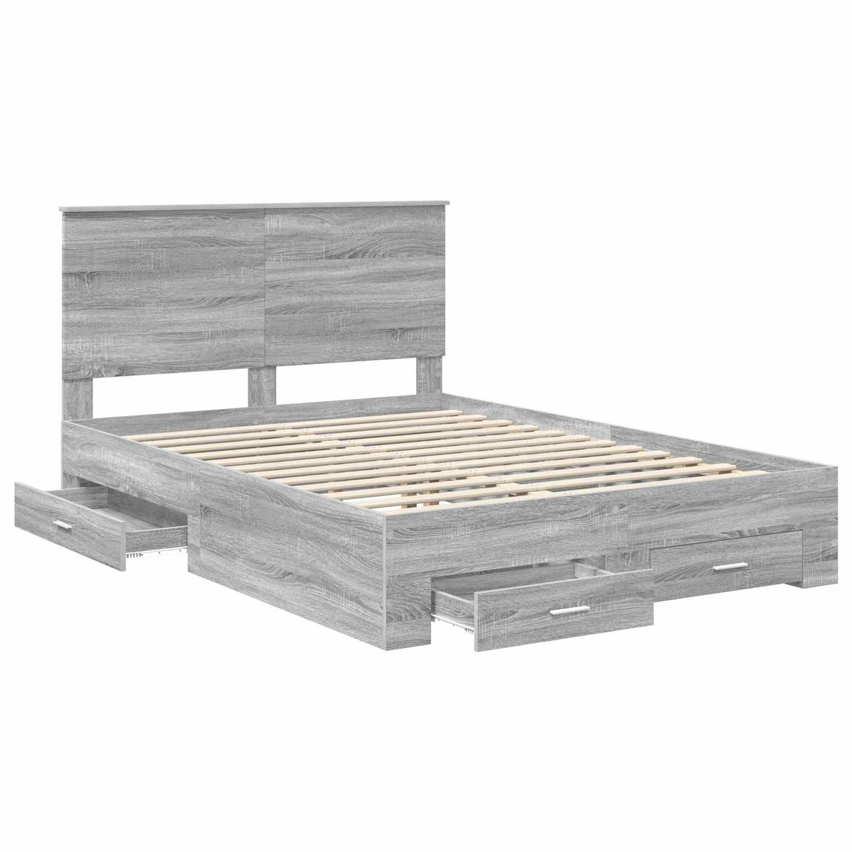 Bed Frame 140 x 190 cm Engineered Wood Grey sonoma