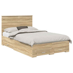 Bed Frame 135 x 190 cm Engineered Wood Sonoma oak