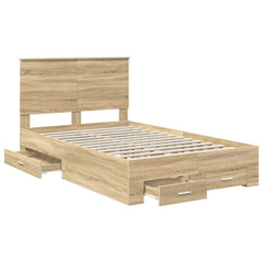 Bed Frame 135 x 190 cm Engineered Wood Sonoma oak