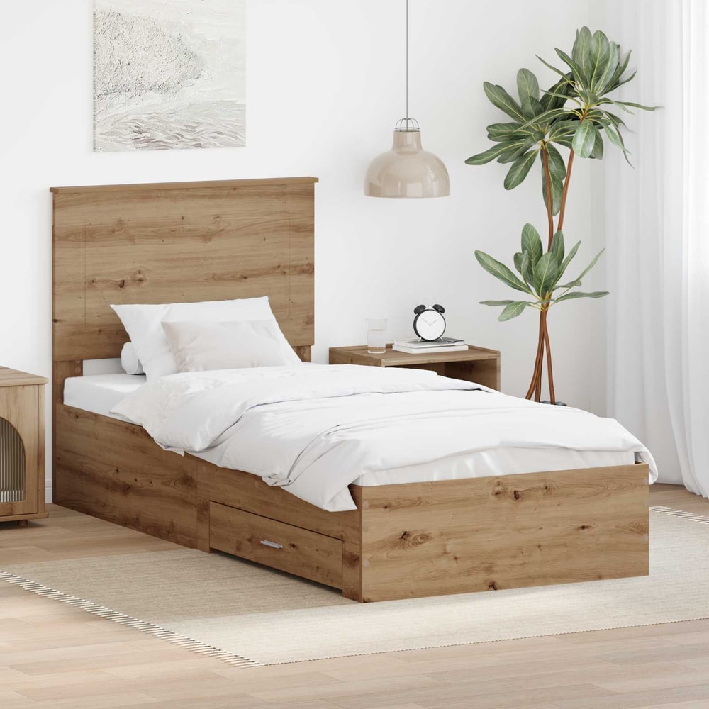 Bed Frame Drawer Engineered Wood Artisan oak