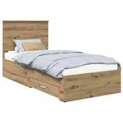 Bed Frame with Drawer Engineered Wood Length 200 cm Artisan Oak 90 cm