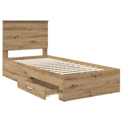 Bed Frame with Drawer Engineered Wood Length 200 cm Artisan Oak 90 cm