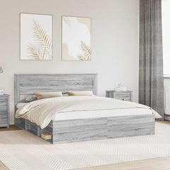 Bed Frame Engineered Wood Length Grey Sonoma