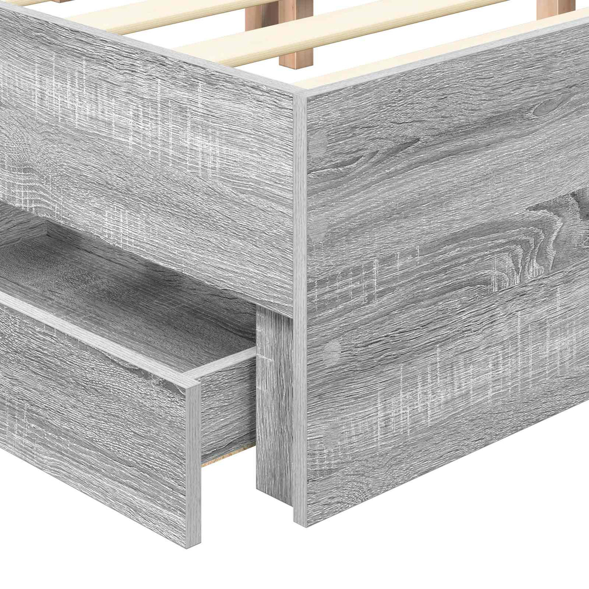 Bed Frame with Drawer Engineer Wood Length 200 cm Grey Sonoma 180 cm