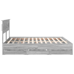 Bed Frame with Drawer Engineer Wood Length 200 cm Grey Sonoma 180 cm